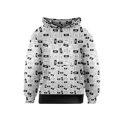 Tape Cassette 80s Retro Genx Pattern Black And White Kids  Pullover Hoodie by genx