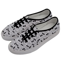 Tape Cassette 80s Retro Genx Pattern Black And White Men s Classic Low Top Sneakers by genx