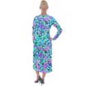 Blue And Hot Pink Succulent Sedum Flowers Detail Velvet Maxi Wrap Dress View2