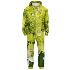 Elegant Chartreuse Green Limelight Hydrangea Macro Hooded Jumpsuit (men)  by myrubiogarden