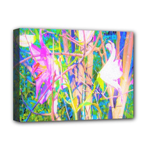 Abstract Oriental Lilies In My Rubio Garden Deluxe Canvas 16  X 12  (stretched)  by myrubiogarden