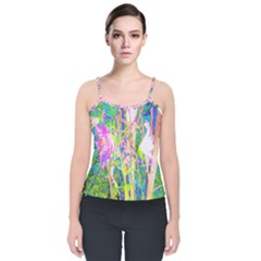 Abstract Oriental Lilies In My Rubio Garden Velvet Spaghetti Strap Top by myrubiogarden