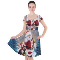 Merry Christmas, Santa Claus With Funny Cockroach In The Night Cap Sleeve Midi Dress by FantasyWorld7