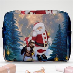 Merry Christmas, Santa Claus With Funny Cockroach In The Night Make Up Pouch (large) by FantasyWorld7