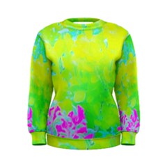 Fluorescent Yellow And Pink Abstract Garden Foliage Women s Sweatshirt by myrubiogarden