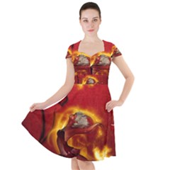 Wonderful Fairy Of The Fire With Fire Birds Cap Sleeve Midi Dress by FantasyWorld7