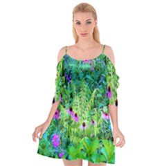 Purple Coneflower Garden With Tiger Eye Tree Cutout Spaghetti Strap Chiffon Dress by myrubiogarden