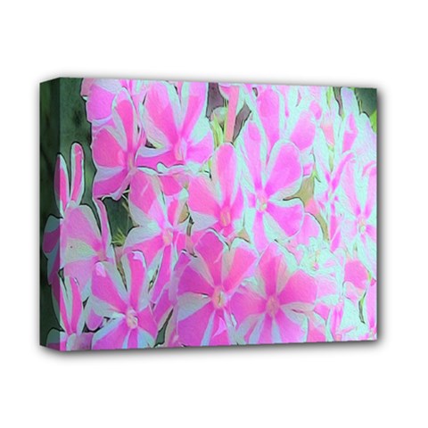 Hot Pink And White Peppermint Twist Garden Phlox Deluxe Canvas 14  X 11  (stretched) by myrubiogarden