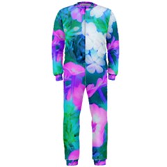 Pink, Green, Blue And White Garden Phlox Flowers Onepiece Jumpsuit (men)  by myrubiogarden