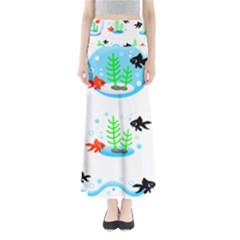 Fishbowl Fish Goldfish Water Full Length Maxi Skirt by Wegoenart