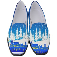 Snowflakes Snowy Landscape Reindeer Women s Classic Loafer Heels by Wegoenart