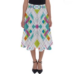 Graphic Design Geometry Shape Pattern Geometric Perfect Length Midi Skirt by Wegoenart