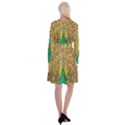 Peacock Feather Bird Peafowl Long Sleeve Velvet Front Wrap Dress View2