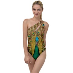 Peacock Feather Bird Peafowl To One Side Swimsuit by Wegoenart