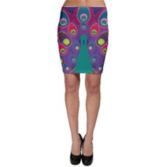 Peacock Bird Animal Feathers Bodycon Skirt by Wegoenart