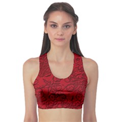 Christmas Background Red Star Sports Bra by Simbadda