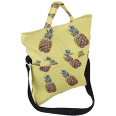 Pineapples Fruit Pattern Texture Fold Over Handle Tote Bag by Simbadda