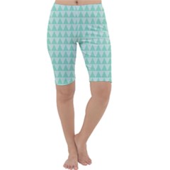 Mint Triangle Shape Pattern Cropped Leggings  by picsaspassion