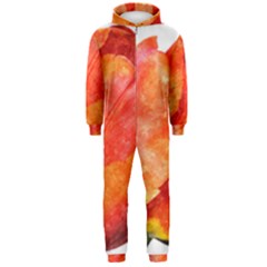 Red Tulip, Watercolor Art Hooded Jumpsuit (men)  by picsaspassion