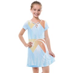 Winter Landscape Star Mountains Kids  Cross Web Dress by Wegoenart