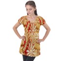 Christmas Straw Xmas Gold Puff Sleeve Tunic Top View1