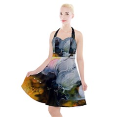 Art Abstract Painting Abstract Halter Party Swing Dress  by Wegoenart