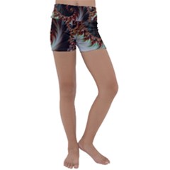 Digital Fractal Fractals Fantasy Kids  Lightweight Velour Yoga Shorts by Wegoenart