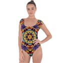 Flowers Kaleidoscope Art Pattern Short Sleeve Leotard  View1