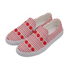 Fairisle Pattern Background Red Women s Canvas Slip Ons by Wegoenart