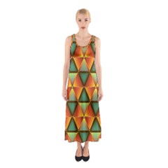 Background Triangle Abstract Golden Sleeveless Maxi Dress by Wegoenart