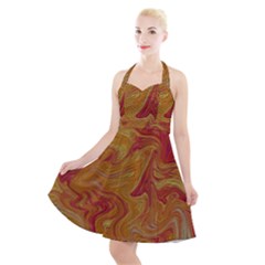 Texture Pattern Abstract Art Halter Party Swing Dress  by Wegoenart