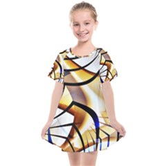 Pattern Fractal Gold Pointed Kids  Smock Dress by Wegoenart