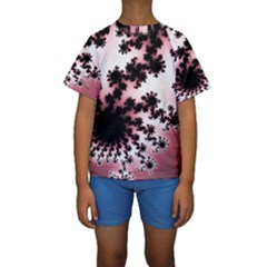 Fractal Pattern Pink Kids  Short Sleeve Swimwear by Wegoenart