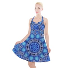 Fractal Mandala Abstract Halter Party Swing Dress 