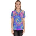 Cool Abstract Pink Blue And Yellow Twirl Liquid Art Women s V-Neck Scrub Top View1