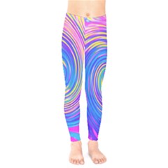 Cool Abstract Pink Blue And Yellow Twirl Liquid Art Kids  Legging by myrubiogarden