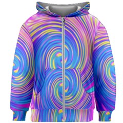 Cool Abstract Pink Blue And Yellow Twirl Liquid Art Kids  Zipper Hoodie Without Drawstring by myrubiogarden