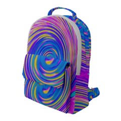 Cool Abstract Pink Blue And Yellow Twirl Liquid Art Flap Pocket Backpack (large) by myrubiogarden