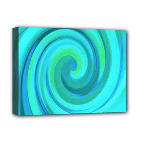 Groovy Cool Abstract Aqua Liquid Art Swirl Painting Deluxe Canvas 16  X 12  (stretched)  by myrubiogarden