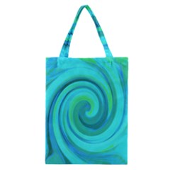 Groovy Cool Abstract Aqua Liquid Art Swirl Painting Classic Tote Bag by myrubiogarden