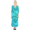 Groovy Cool Abstract Aqua Liquid Art Swirl Painting Quarter Sleeve Wrap Maxi Dress View1