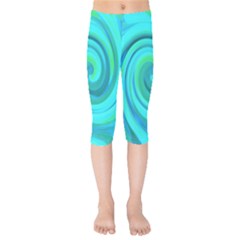 Groovy Cool Abstract Aqua Liquid Art Swirl Painting Kids  Capri Leggings  by myrubiogarden