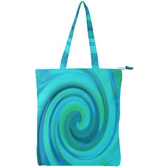 Groovy Cool Abstract Aqua Liquid Art Swirl Painting Double Zip Up Tote Bag by myrubiogarden