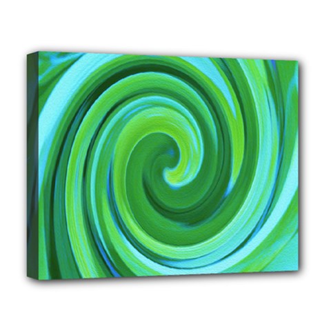 Groovy Abstract Turquoise Liquid Swirl Painting Deluxe Canvas 20  X 16  (stretched) by myrubiogarden