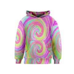 Groovy Abstract Pink And Blue Liquid Swirl Painting Kids  Pullover Hoodie by myrubiogarden