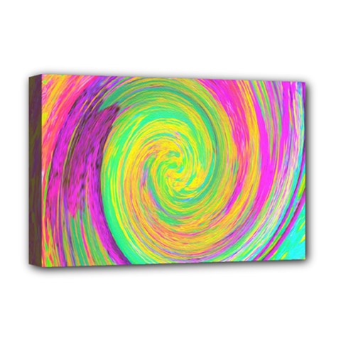 Groovy Abstract Purple And Yellow Liquid Swirl Deluxe Canvas 18  X 12  (stretched) by myrubiogarden