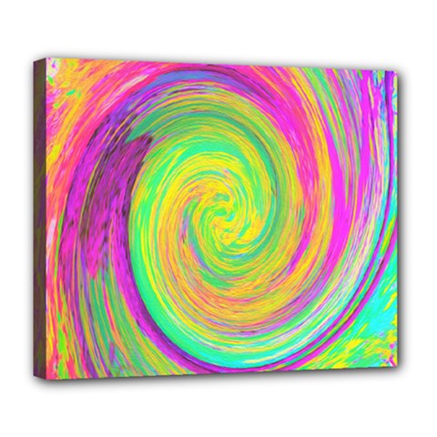 Groovy Abstract Purple And Yellow Liquid Swirl Deluxe Canvas 24  X 20  (stretched) by myrubiogarden