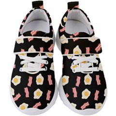 Bacon And Egg Pop Art Pattern Kids  Velcro Strap Shoes by Valentinaart