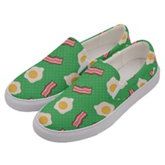 Bacon And Egg Pop Art Pattern Men s Canvas Slip Ons by Valentinaart