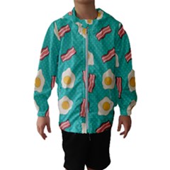 Bacon And Egg Pop Art Pattern Hooded Windbreaker (kids) by Valentinaart